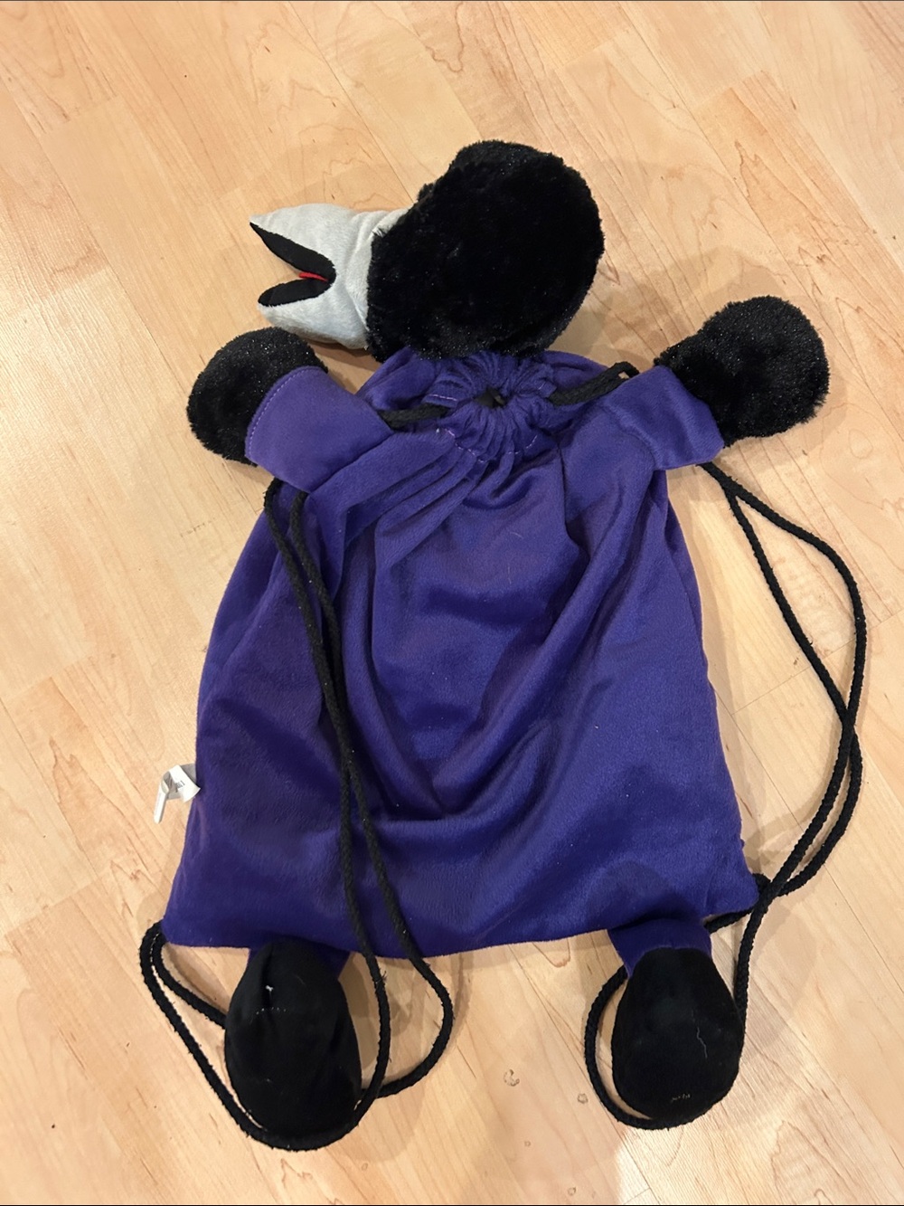 Baltimore Ravens Purple Plush Drawstring Bird Backpack/6 - Picture 2 of 2